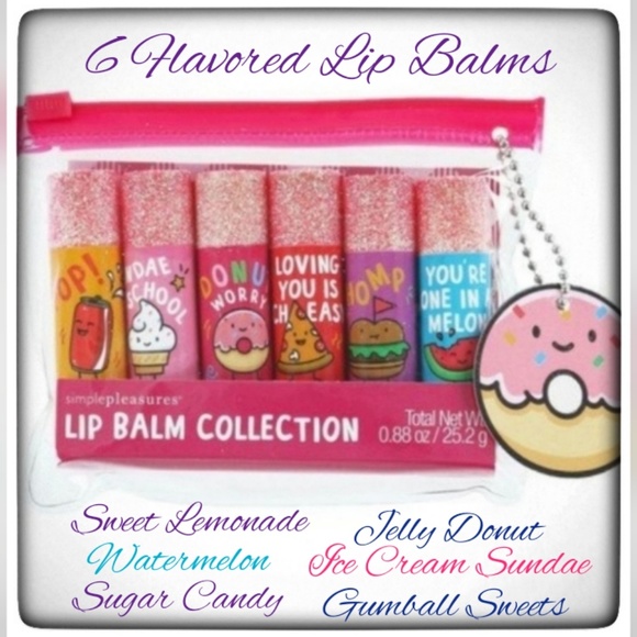 🆕️NIP🎉LAST SET!!🎉🍦6 PC Lip Balm Food Doodles🍦 - Picture 3 of 6